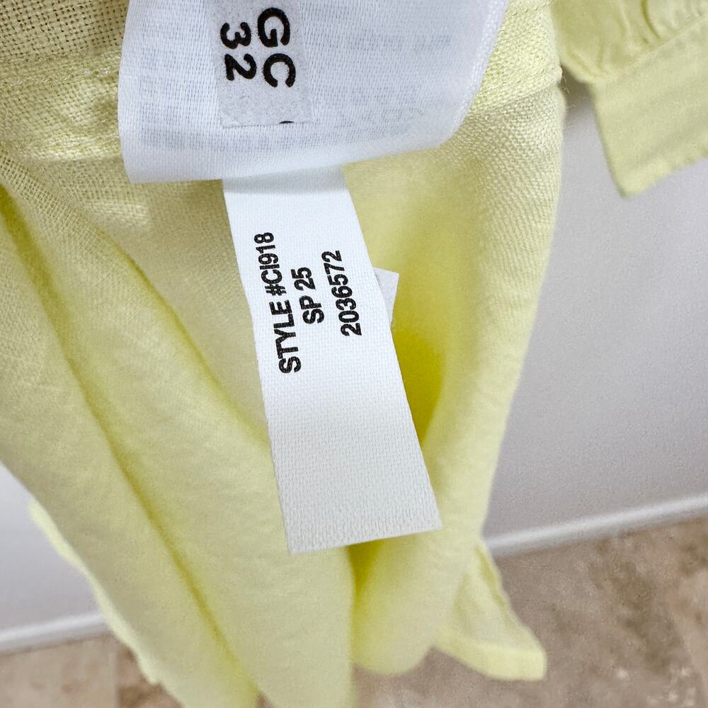 J.Crew Cabana Dress Linen Midi Long Sleeve Pale Flax Yellow Belted Small NWT - Picture 12 of 15